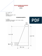 Cálculo de muro de contención de gravedad de 2.2 m de altura