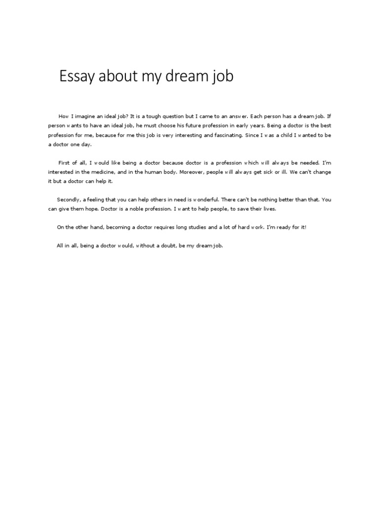 My Dream Job PDF
