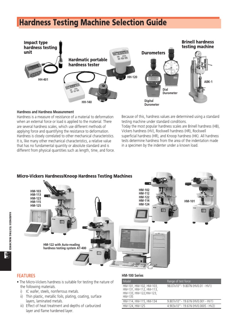 Hardness Testing Machines Overview | PDF | Hardness | Materials Science
