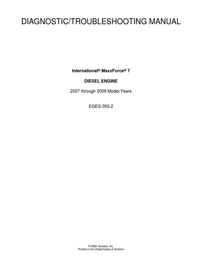 MaxxForce 7 (2007-2009) Diagnostic Manual (EGES3502) | PDF