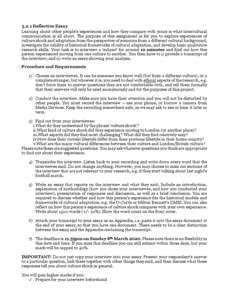 Reflective Essay  PDF  Interview  Essays