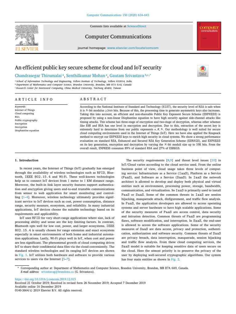 An Efficient Public Key Secure Scheme For Cloud and IoT Security | PDF ...