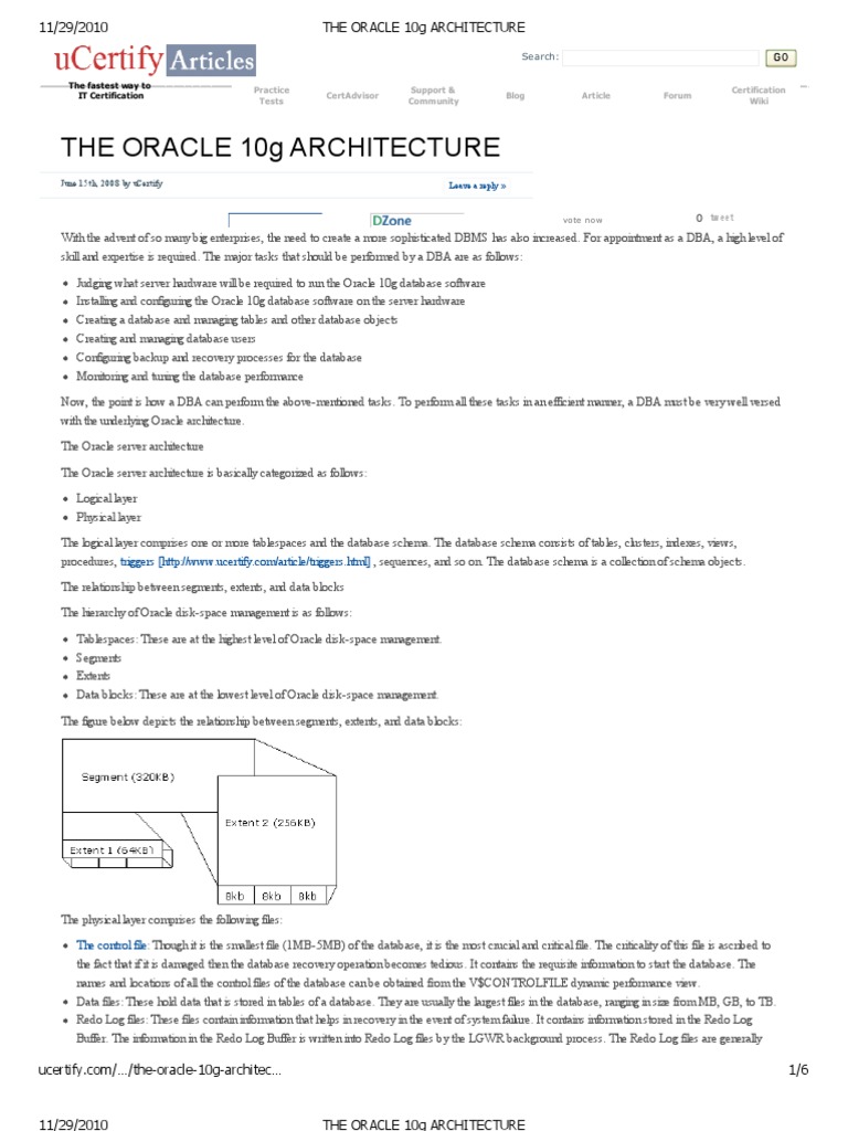 The Oracle 10g Architecture | PDF | Oracle Database | Data Management ...