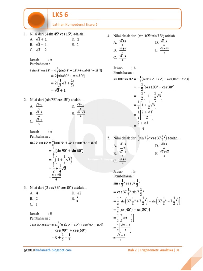 BAB 2 LKS 6 Mat Minat Sukino K13 Revisi 2016 Hudamath PDF | PDF
