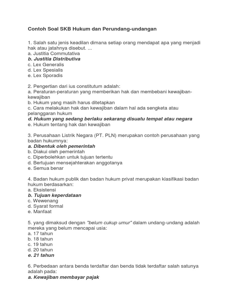 Soal Soal Skb Hukum Pdf