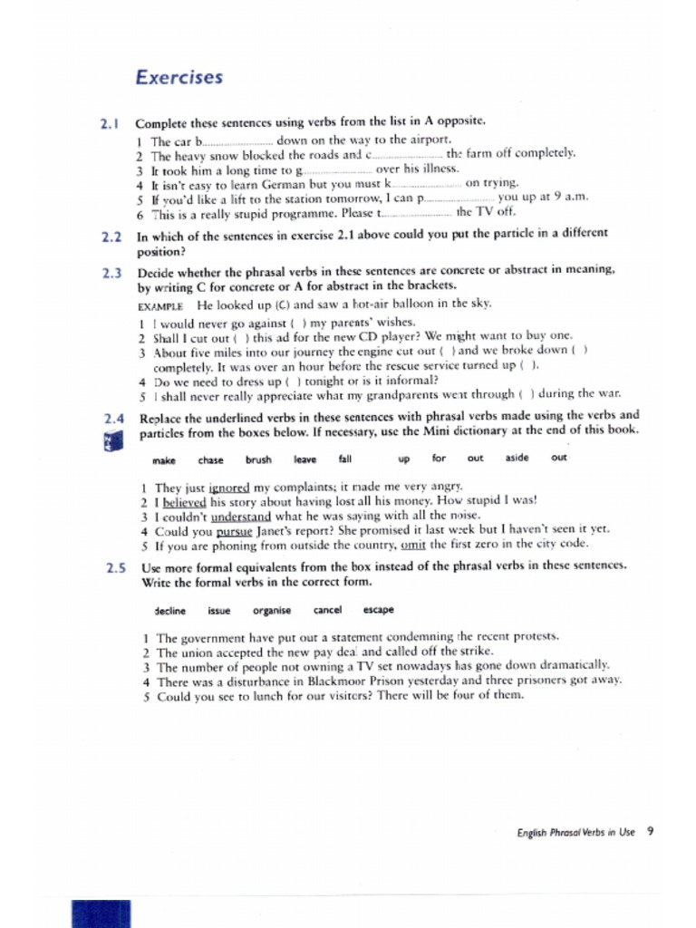 English Phrasal Verbs - Intermediate-1!30!11-15 | PDF