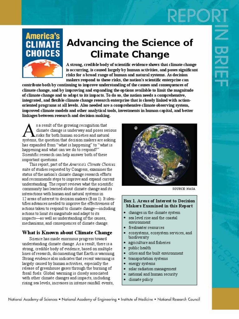 Advancing The Science of Climate Change, Report in Brief | PDF | Global ...