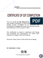 OJT Certification Taguig City University