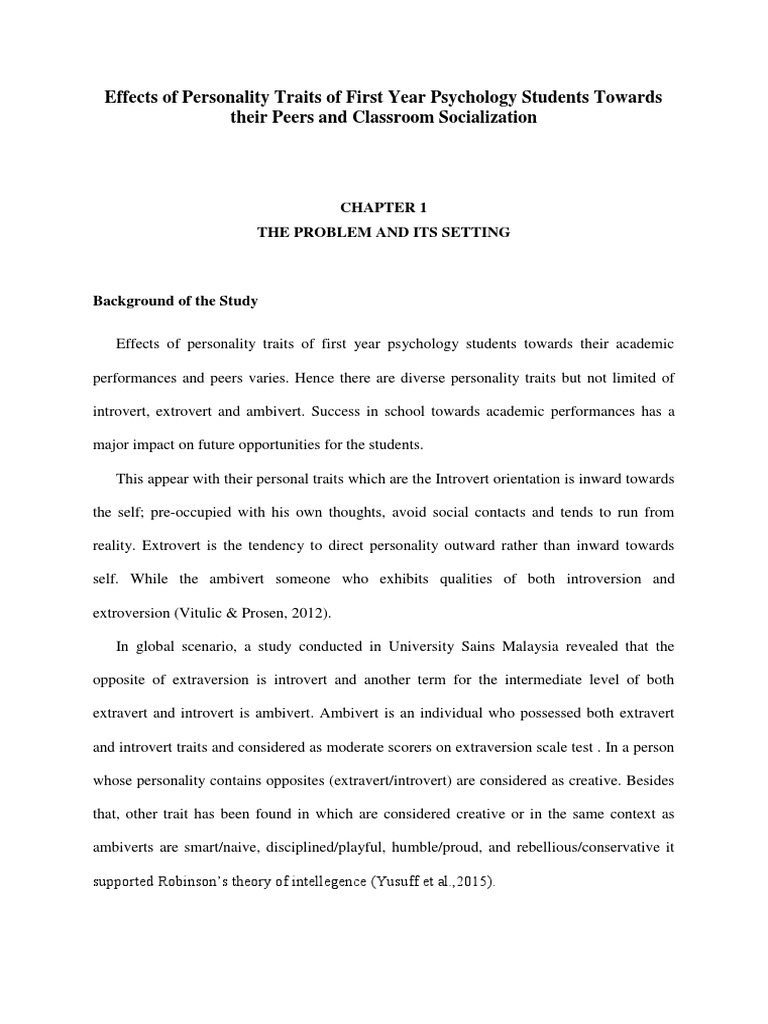 Personality Traits and Classroom Socialization | PDF | Extraversion And ...