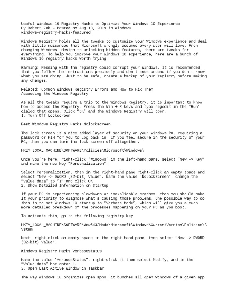 WINDOWS 10 REGISTRY TUTORIAL PDF visual data 6
