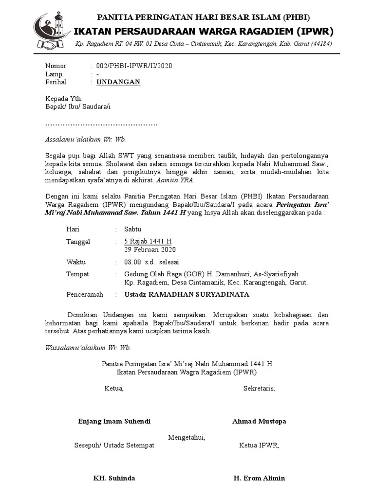 Undangan Rajaban IPWR 2020 PDF | PDF