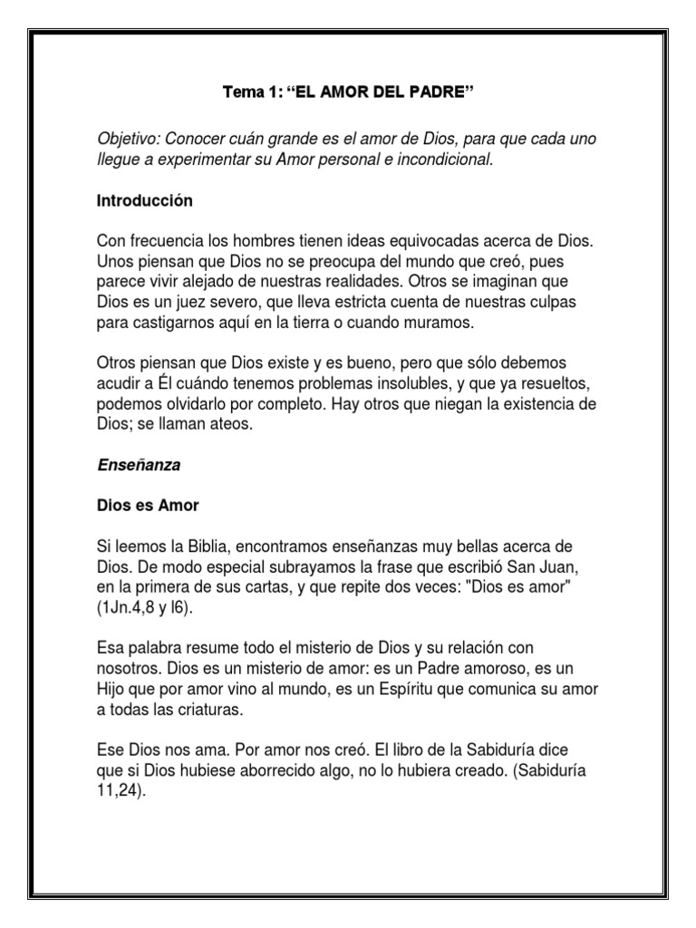 Tema 1 Kerigma | PDF | Amor | Dios