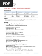 16.4.6 Packet Tracer - Configure Secure Passwords and SSH
