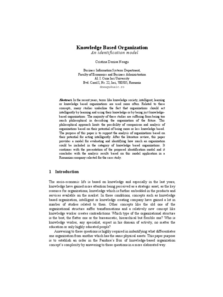Neagu07 PDF | PDF | Knowledge Economy | Organizational Structure