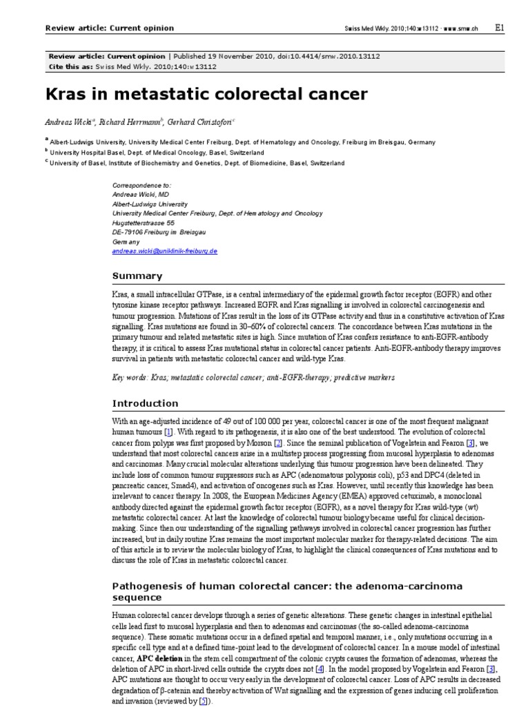 Kras Mutations in Metastatic Colorectal Cancer | PDF | Colorectal ...