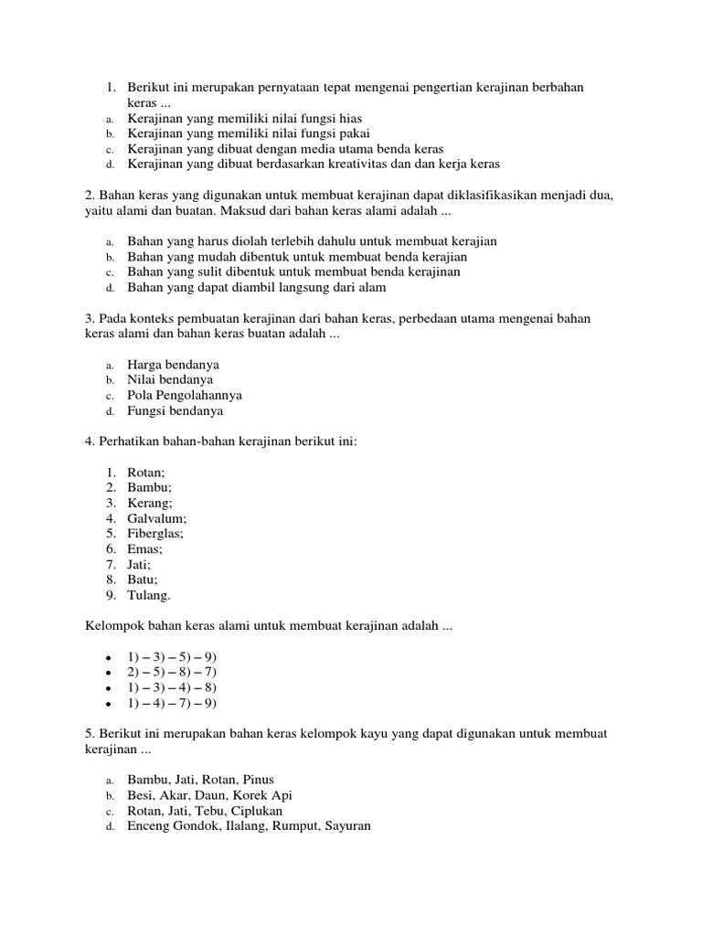Soal Prakarya Kelas 9 1