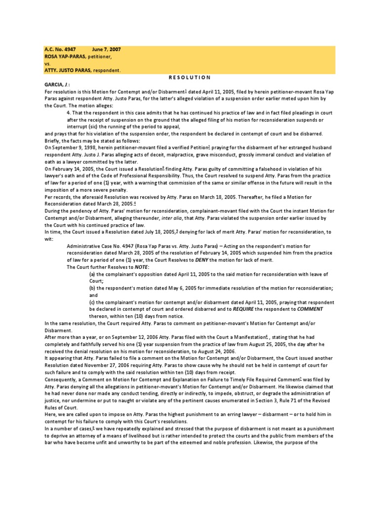 Lawyer Contempt and Disbarment Case | PDF | Disbarment | Lawyer
