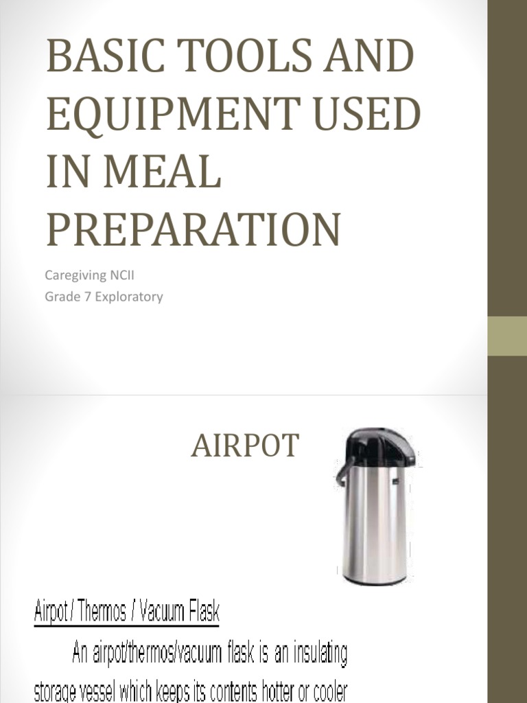 Basic Tools and Equipment Used in Meal Preparation PDF Tools Home