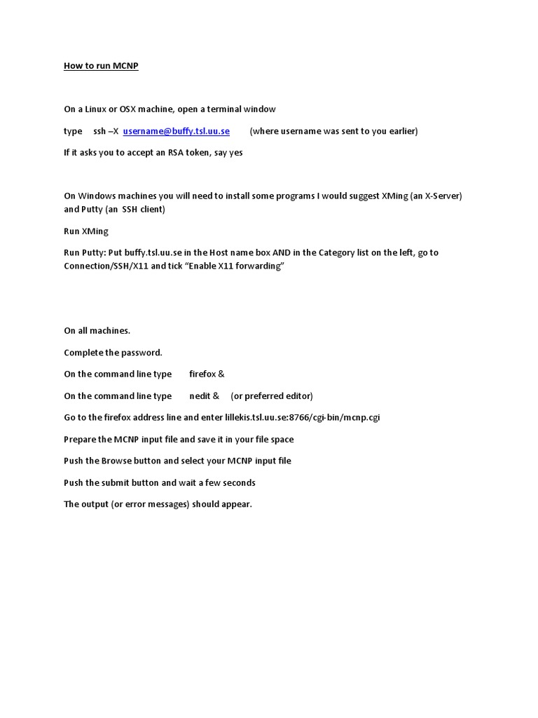 Running MCNP on Linux and Windows | PDF