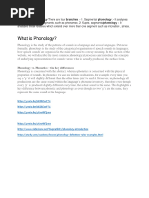 Branches of Phonology