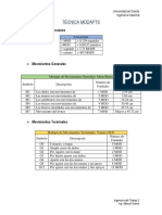 Tabla de Factores MODAPTS