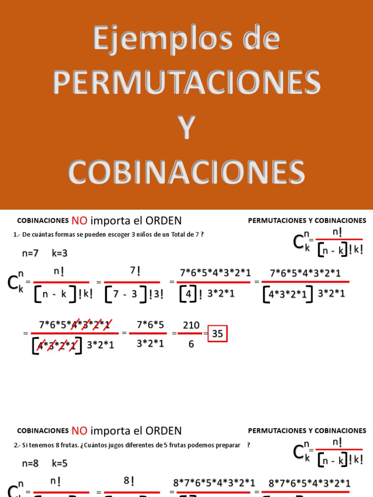 Ejemplos Resultos de Permutaciones y Combinaciones | PDF | Ocio ...