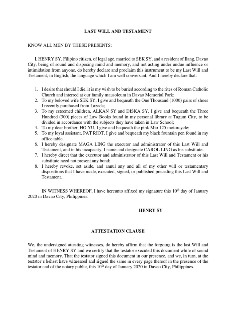 Last Will and Testament | PDF | Will And Testament | Document