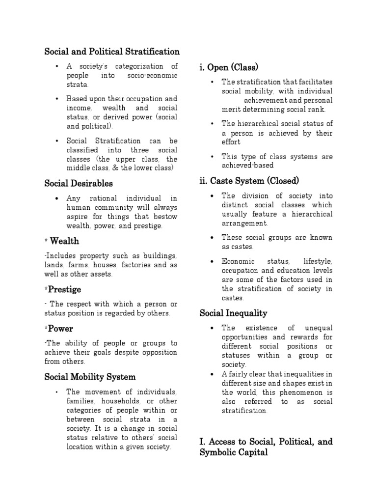 Social and Political Stratification | PDF | Social Stratification ...