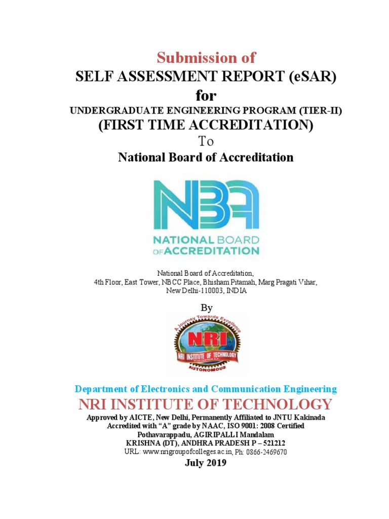 eSAR for NRI Institute Accreditation | PDF | Curriculum | Entrepreneurship