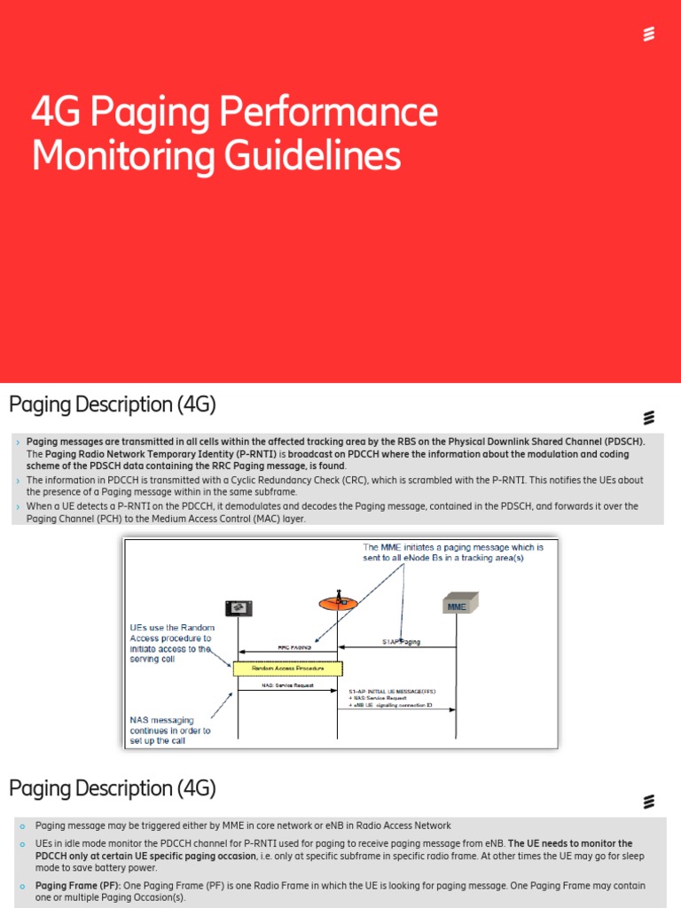 LTE Paging Performance Monitoring Guideline Rev PA2 PDF PDF 4 G
