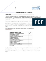 MBA Dissertation Topic Selection Form