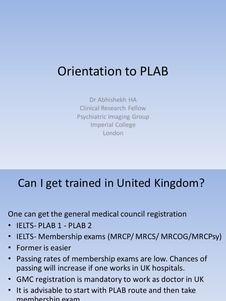 Guide to PLAB Exam and Preparation | PDF | Career & Growth