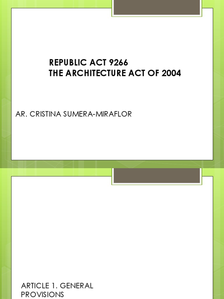 Overview of Republic Act 9266 | PDF