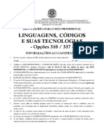 Prova de LINGUAGENS CODIGOS E SUAS TECNOLOGIAS Opcoes 310 e 337