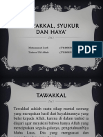 TAWAKKAL, SYUKUR DAN HAYA