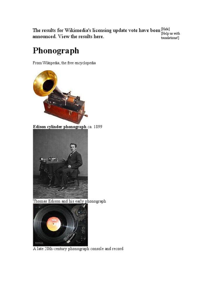 The Phonograph Phonograph Audio Engineering