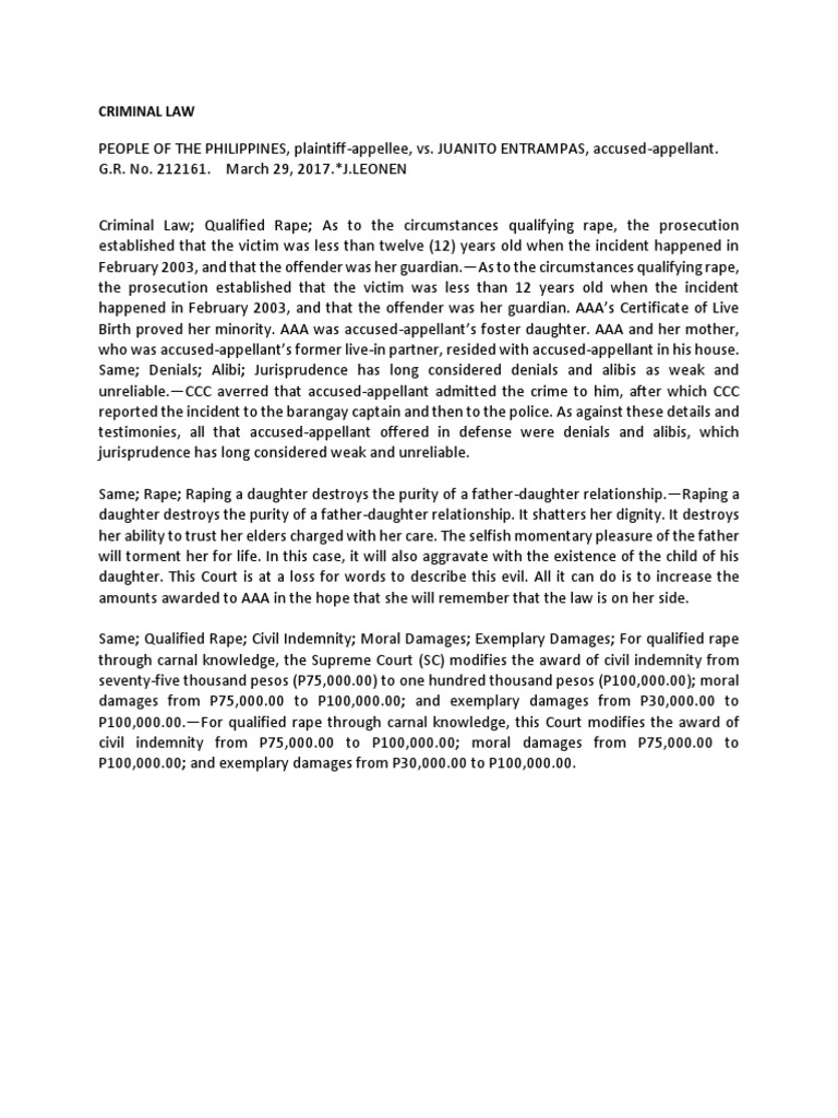 Qualified Rape of a Minor in the Philippines | PDF | Social Science