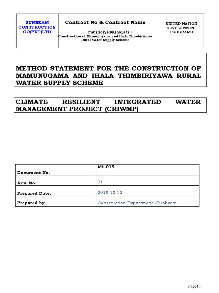 Method Statement PDF | PDF