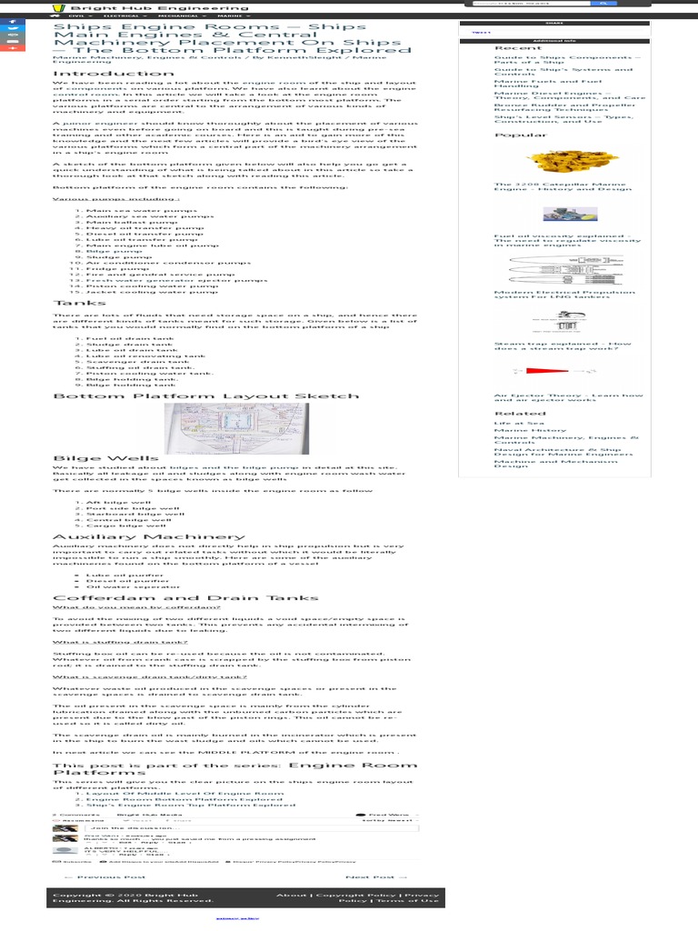 Ships Engine Rooms Ships Main Engines & Central Machinery Placement
