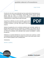 17 Carta de Despedida Laboral A Proveedores