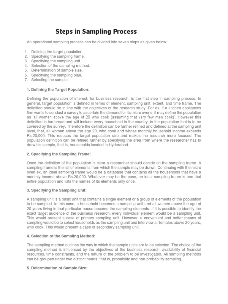 Steps in Sampling Process | PDF