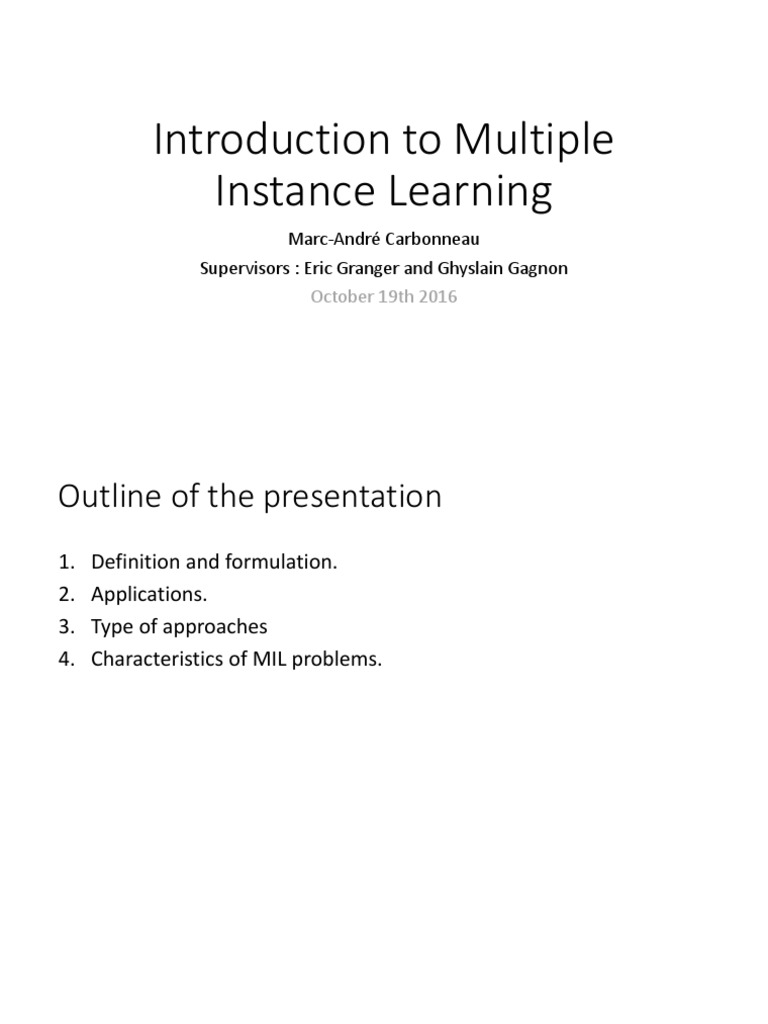 Multiple Instance Learning Guide | PDF