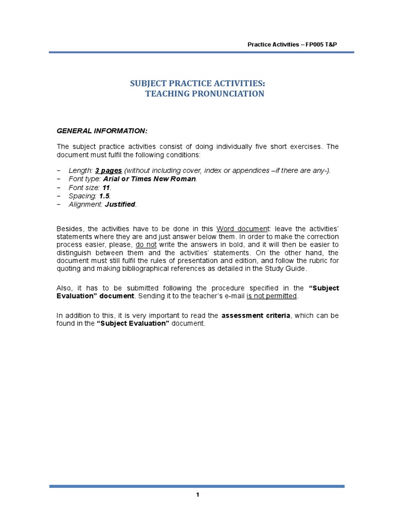 Teaching Pronunciation Practice Activities | PDF