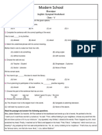 English Olympiad Worksheet of Class - V