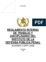 Reglamento Interno de Trabajo y Disciplinario Del Instituto de La Defensa Pública Penal