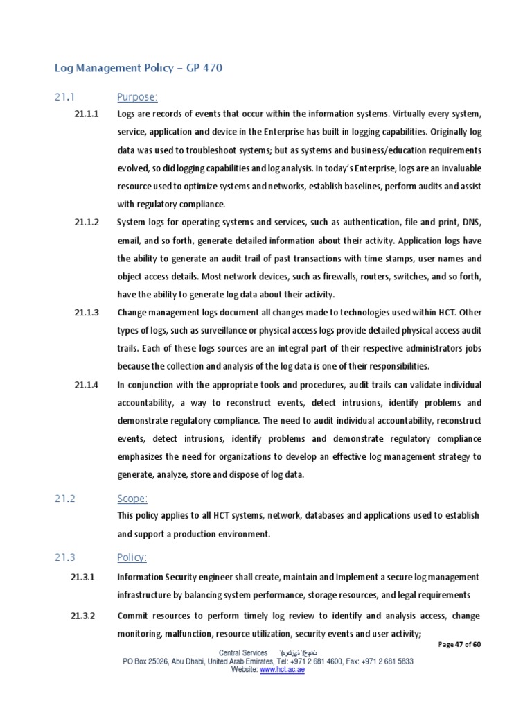 Log Management Policy GP 470k PDF