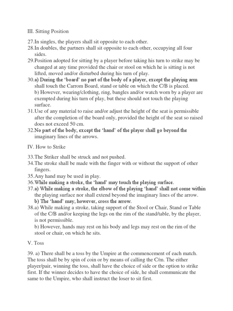 Carrom Rules | PDF