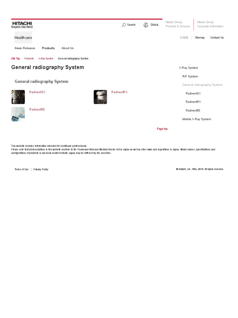 General Radiography System - Healthcare - Hitachi | PDF | Technology ...