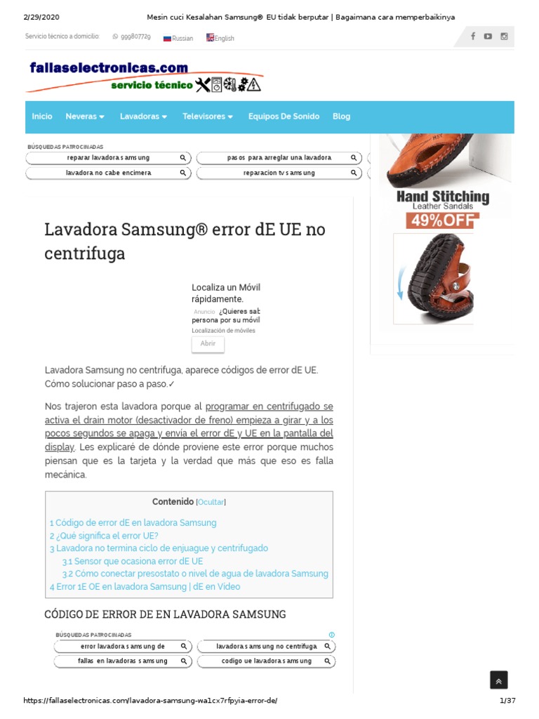 Cuci Kesalahan Samsung® EU Tidak Berputar - Bagaimana Cara Memperbaikinya | | Lavadora | Equipo