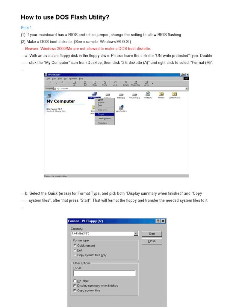 DOS Utility | PDF | Bios | Floppy Disk